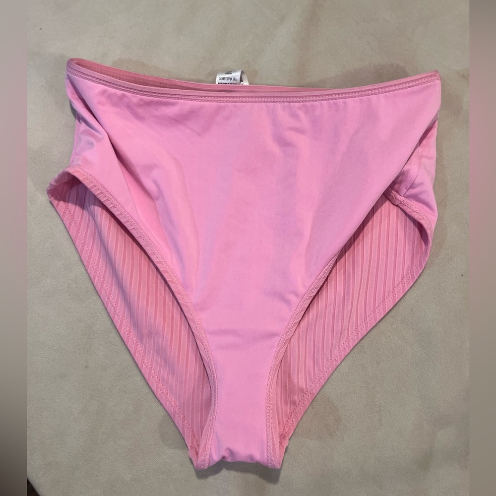 NWOT Joe Fresh Women’s Pink Ribbed Swim Bottoms - Picture 4 of 4